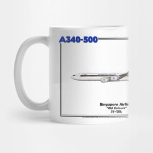 Airbus A340-500 - Singapore Airlines "Old Colours" (Art Print) Mug